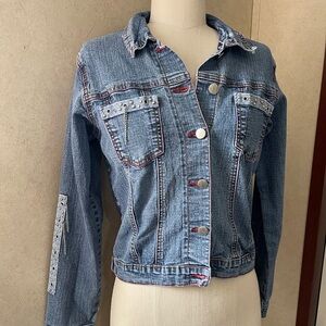 Vintage y2k Neeso blue jean jacket with small chains detail size medium